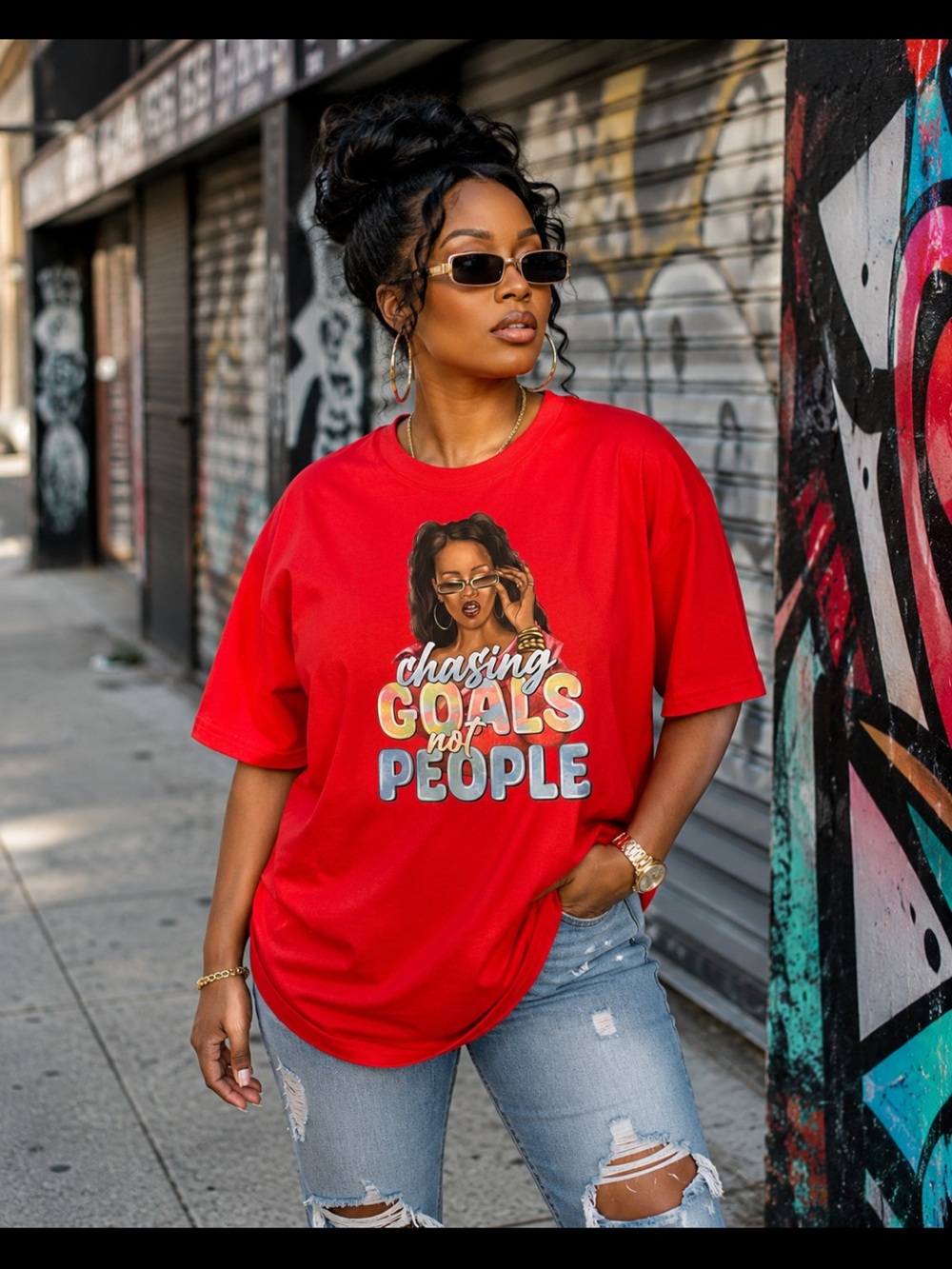 Chasing Goals Not People Red Graphic Tee